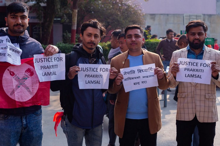 Protest in Kathmandu demanding justice for Prakriti Lamsal